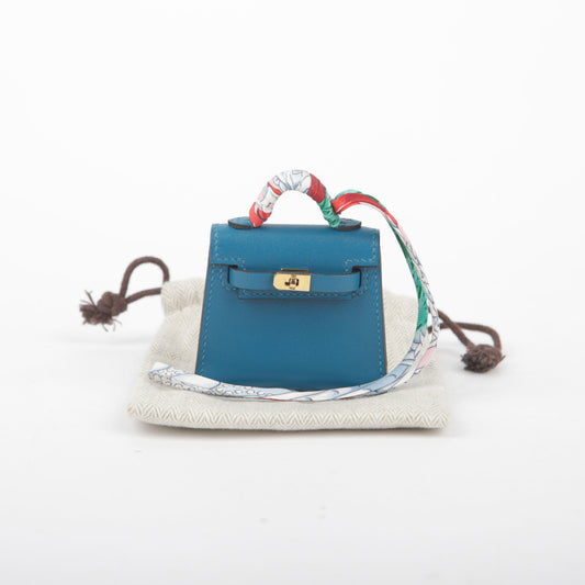 HERMES Mini Cally Twilly Blauer Anhänger 28173488