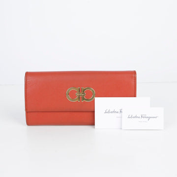 SALVATORE FERRAGAMO 22 7121 Orange Saffiano Leder Gancho Logo Geldbörse 28135083