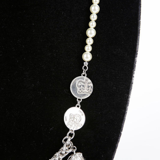 Dior Judy Blame Pearl and Rose Metal Necklace 56 28173068