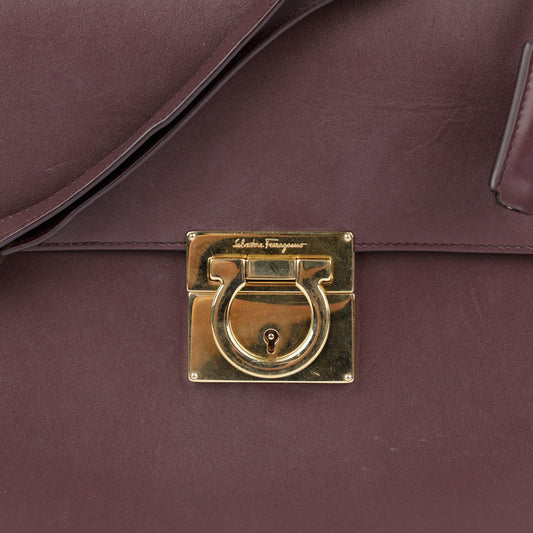 SALVATORE FERRAGAMO 21 D514 バーガンディ レザー ガンチーニ マリソル トート 兼 ショルダーバッグ 28213080