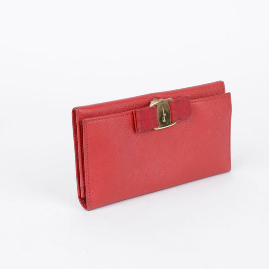 Salvatore Ferragamo 22 A900 Red Leather Long Wallet 28228140