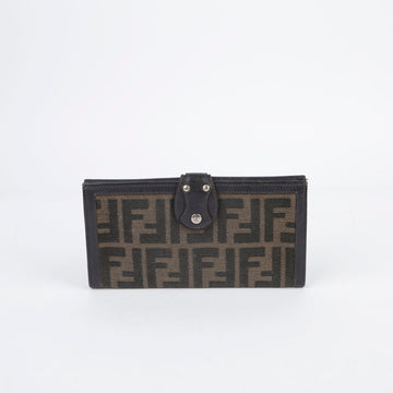 Fendi Brown Leather Fabric Juka Pattern Long Wallet 8M0112 28301482
