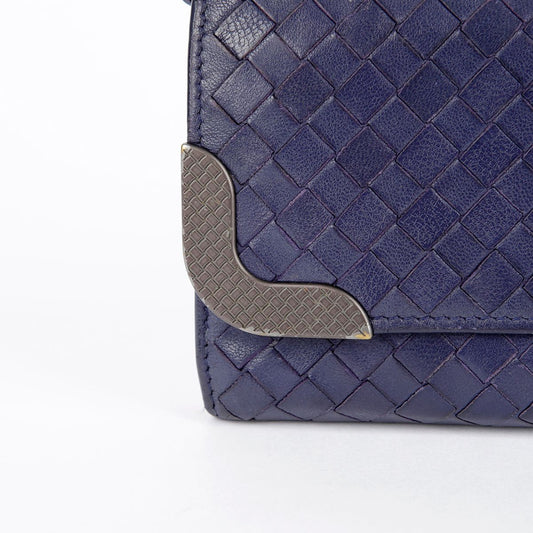 Bottega Veneta Navy Intrecciato Leather Long Wallet 28268183