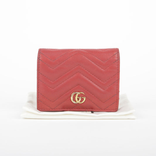Gucci Red Leather GG Marmont Card Case Wallet 466492 28642500