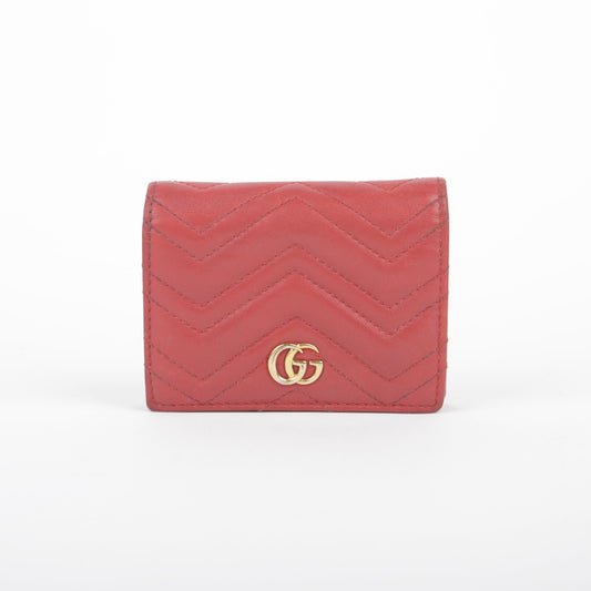 Gucci Red Leather GG Marmont Card Case Wallet 466492 28642500