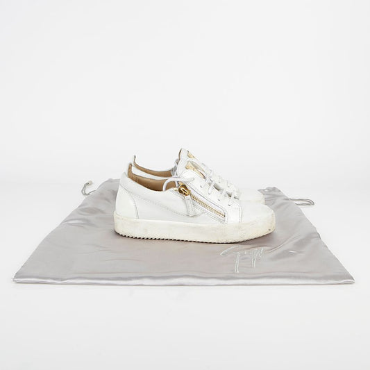 Giuseppe Zanotti RW70000 225mm White Leather Maylondon Zip Sneakers 28501413