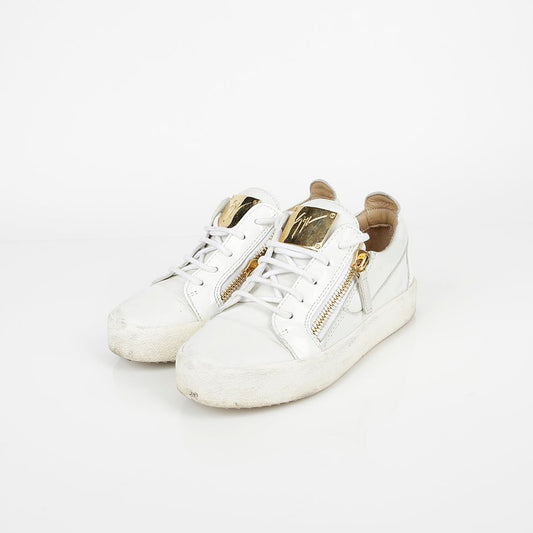 Giuseppe Zanotti RW70000 225mm White Leather Maylondon Zip Sneakers 28501413
