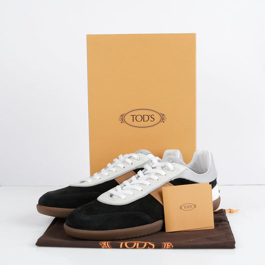Tods XXM68C0DP30PQQMK44 Black Suede Leather Tab Low-top Sneakers 295MM 28604880