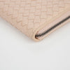 Bottega Veneta 114076 Light Pink Leather Intrecciato Zip Long Wallet 29048107 [P]