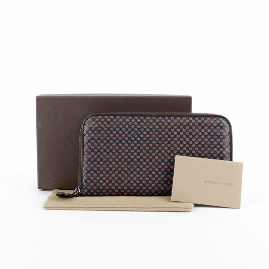 Bottega Veneta Brown Leather Flower Pattern Intrecciato Long Zip Wallet 114076 29073658
