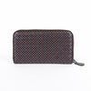 BOTTEGA VENETA 114076 braunes Leder Blumenmuster Intrecciato Reißverschluss Lange Geldbörse 29073658 [P]
