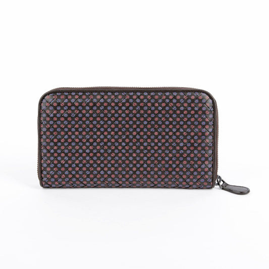 Bottega Veneta Brown Leather Flower Pattern Intrecciato Long Zip Wallet 114076 29073658