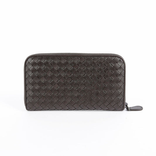 Bottega Veneta Dark Brown Leather Intrecciato Zip Long Wallet 114076 29073660