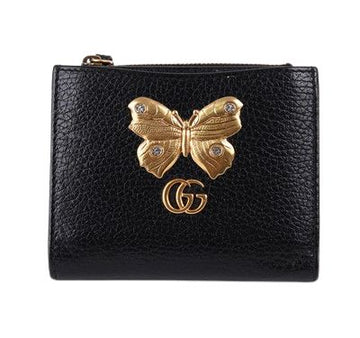 GUCCI Schwarzes Leder Butterfly Geldbörse 499413 28851193