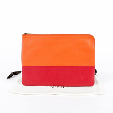 CELINE レッドオレンジレザーツートンクラッチ 104233 28695768
