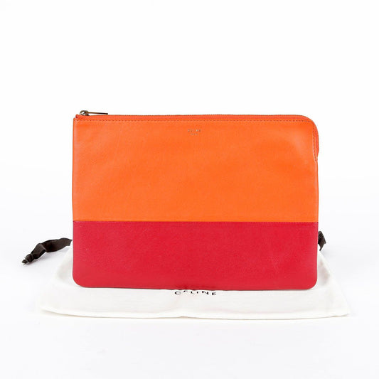 CELINE 104233 レッドオレンジ レザー ツートン クラッチ 28695768