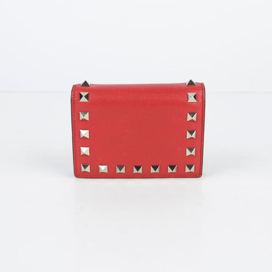 Valentino Red Leather Rockstud Compact Wallet 239BOL 28638665