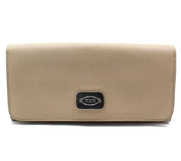 Tods Beige Leather Silver-Plated Flap Long Wallet 12345 28257504