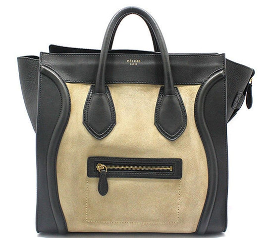 CELINE Zweifarbige schwarze und beige Mittelgroße Tragetasche 28257444