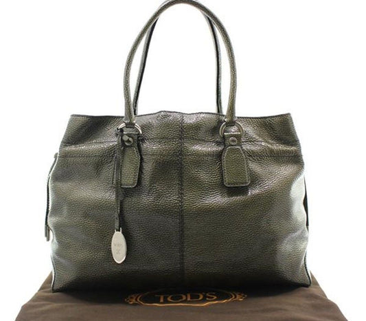 TODS Khaki Lackleder Silberfarben D-Bag D-Bag Tote 39CM 26CM 13CM 28257392
