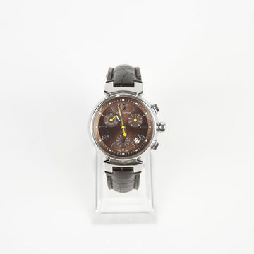 Louis Vuitton 30mm Steel Dumont Chronograph Quartz Leather Watch Q1321 29797509