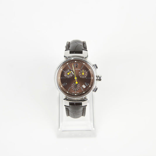 Louis Vuitton 30mm Steel Dumont Chronograph Quartz Leather Watch Q1321 29797509