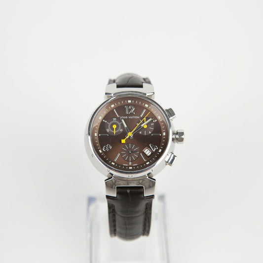 Louis Vuitton 30mm Steel Dumont Chronograph Quartz Leather Watch Q1321 29797509