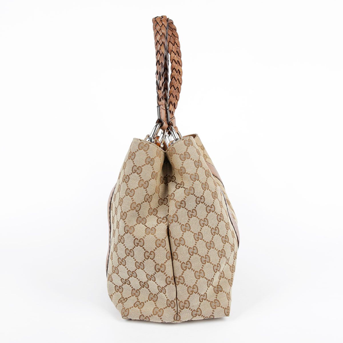 Gucci Brown Leather Trimming Bamboo Decoration Tote Bag 232947