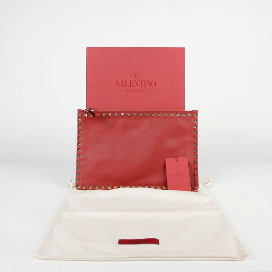 VALENTINO QW1P0269BOL レッド レザー ロックスタッド クラッチ 30126609
