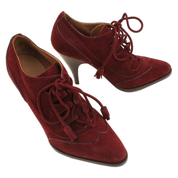 Hermes Burgundy Suede Lace-Up Booties 36 2577049558 26810881