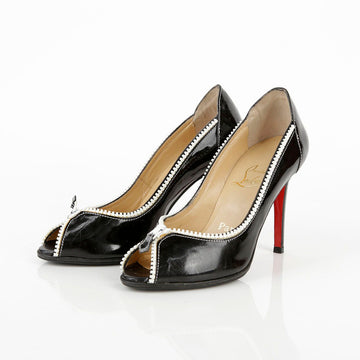 Christian Louboutin 235MM Black Leather Zip Detail Pumps 30750215