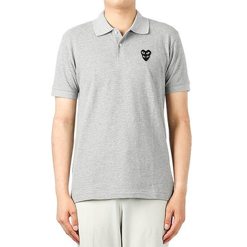 COMME DES GARCONS (P1T298 GREY) Herren Double Heart Polo Kurzarm T-Shirt 30981170