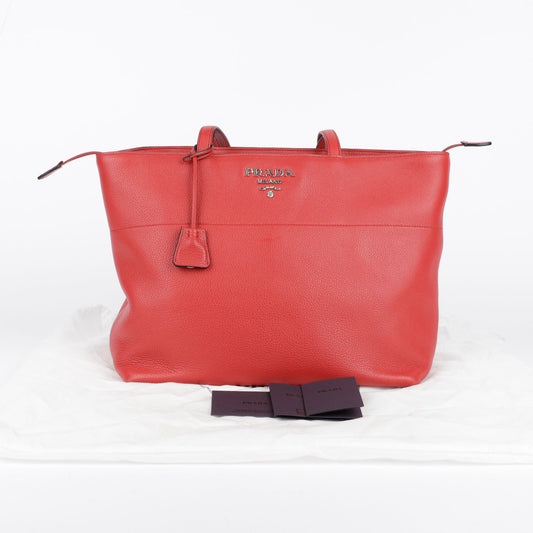 PRADA 1BG203 レッド ビテロ フェニックス レザー トート ショルダーバッグ 31059736
