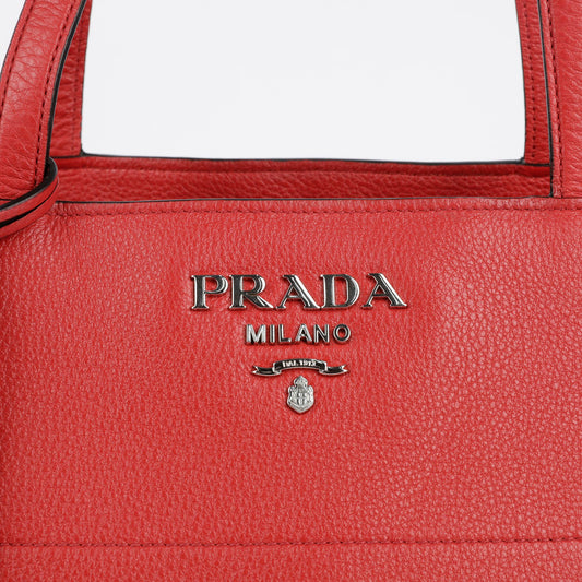 PRADA 1BG203 レッド ビテロ フェニックス レザー トート ショルダーバッグ 31059736