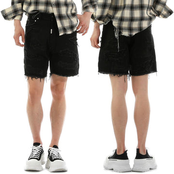 REPRESENT M07062 01 shredded Denim Shorts 31792347