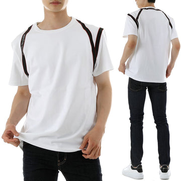 ALEXANDER MCQUEEN Tape-Logo Harness Kurzarm T-Shirt 659607 9000 32572204