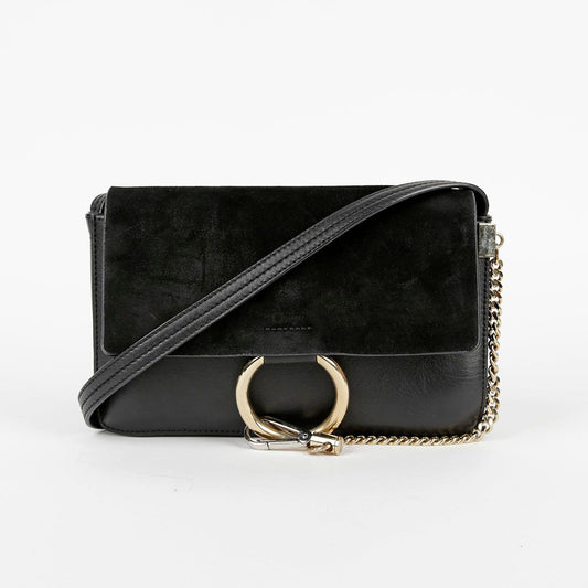CHLOE CHC15US127 スモール ブラック レザー スウェード ペイ ショルダーバッグ 32911233