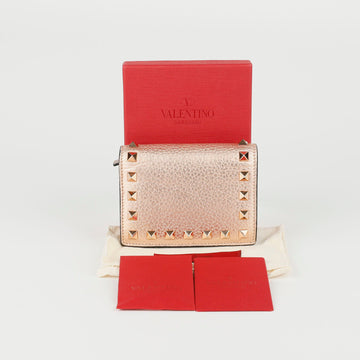 VALENTINO Rosa Gold Leder Rockstud Geldbörse P39IZL 33113693