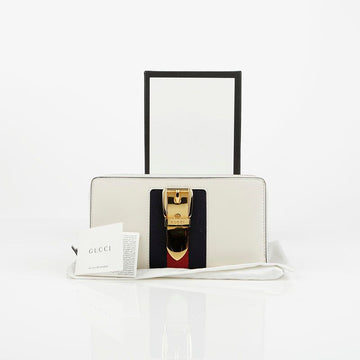 Gucci Ivory Leather Silvy Zip Long Wallet 476083 33113692