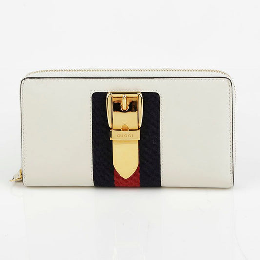 Gucci Ivory Leather Silvy Zip Long Wallet 476083 33113692