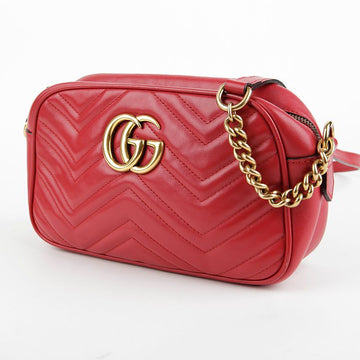 Gucci Small Red Matelassé Leather GG Marmont Shoulder and Crossbody Bag 447632 33575414
