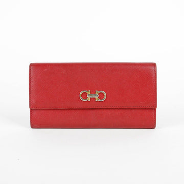 Salvatore Ferragamo Red Saffiano Gancini Long Wallet B855 33602829