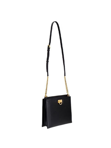 SALVATORE FERRAGAMO リファーブ商品 ガンチーニ トライフォリオ スクエア レザー クロスボディバッグ ブラック 21I013 024604 37634409