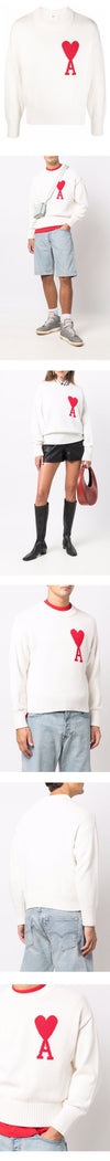 AMI Big Heart Logo Knit White E22UKS003 016 102 31646257 [P]