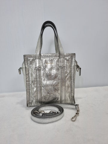 BALENCIAGA Silberne Lammsleder Vintage Bazaar XXS Tote Bag 513988 37181267