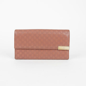 Gucci Pink Microsima Leather Flap Long Wallet 291099 37108286