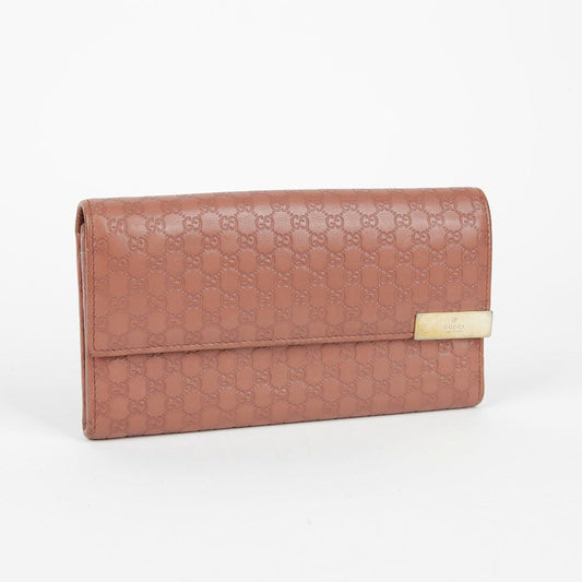 Gucci Pink Microsima Leather Flap Long Wallet 291099 37108286