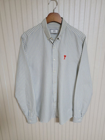 AMI Striped Small Heart Embroidery Shirt 40 37721403