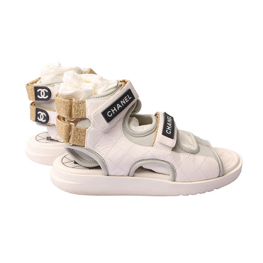 CHANEL G37231 Logo Velcro High-Top Sandals 37/29685 37797523