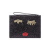 Lulu Guinness Grace Face Glitter Pouch 62I-4C0002 32907697 [P]